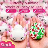 Jouet sensoriel anti-stress en forme d'axolotl mignon, moelleux et croustillant, rempli de blocs de construction, jouet à presser avec son ASMR, cadeau