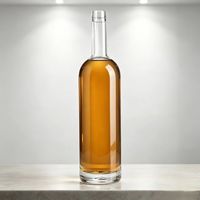 Botol Kaca Whiskey Vodka 750ml dengan Segel Gabus Desain Modern Mewah Logo Dapat Disesuaikan untuk Penggunaan Minuman Keras
