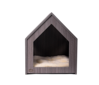 Massivholz-Tierhaus mit Dreiecksdach für Innen und Außen, Hundehütte mit Abnehmbarer Matratze und Schiebetür