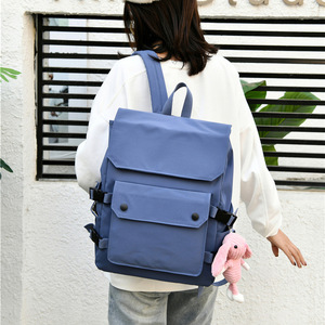 กระเป๋าเป้สไตล์มินิมอลแบบเกาหลีสำหรับนักเรียนมัธยมปลายและมหาวิทยาลัย ความจุขนาดใหญ่ พร้อมกลิ่นอายวินเทจสไตล์โมริเกิร์ล บุด้วยไนลอน - Product Image 1