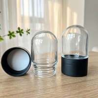 Frasco de Vidrio Transparente Tipo Domo para Hierbas, 100 ml, 3.5 g, Tapa Redonda a Prueba de Niños, Botella de Almacenamiento para Hierbas Secas y Especias, Base Negra y Blanca
