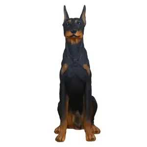 Resin Life Size Animal Sculpture Doberman dog statue polyresin animal figurine Decorative large resin dog doberman statue