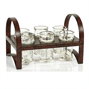 Support à verres en bois moderne, design minimaliste, étagère de rangement à un seul niveau pour la cuisine - Product Image 2