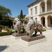 Statue de léopard en marbre noir sculptée à la main, sculpture animale en pierre moderne pour jardin extérieur