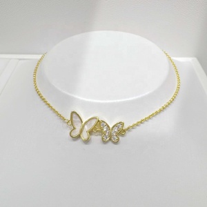 Pulseras de cadena de mano personalizadas de latón chapado en oro de 18k con mariposa, para mujer, moda, con gemas y conchas, venta al por mayor, amistad, verano - Product Image 5