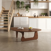 Table basse en bois massif de design japonais avec plateau en forme d'alien pour salon et balcon au style minimaliste moderne