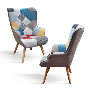 Sillón Armando con Tapicería de Tela Multicolor y Base de Madera para Sala de Estar - Product Image 2