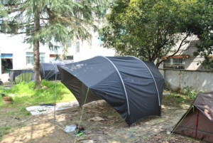 Tienda de campaña de playa con toldo de protección solar y lluvia para acampada y tierra, toldo de lona de concha negra, refugio para el sol y la lluvia, para acampada y por tierra, de color negro - Product Image 6