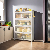 Étagère de rangement de cuisine grande capacité, multifonctionnelle, pour bols, plats, casseroles, avec porte transparente
