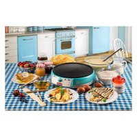 Crêpière Électrique Ariete 1000W 31cm PARTY TIME, Plaque Antiadhésive Celeste, Contrôle de Température, Nettoyage Facile