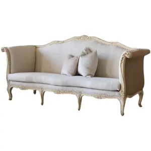 Yüksek kaliteli oturma odası mobilya fransız klasik sağlam ahşap kanepe düğün kanepesi