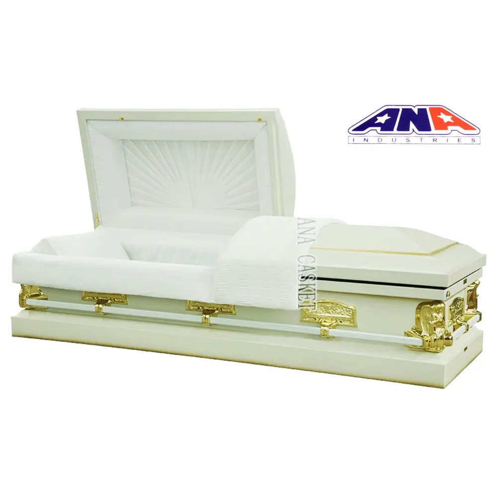 ANA Hot-selling Products Custom White Crepe Finish Velvet Metal Last Supper Casket
