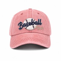 Topi Baseball Ibu Bordir Warna Pink Muda, Topi Ayah dengan Tulisan, Pinggiran Melengkung, Penutup Kepala untuk Hari Pertandingan bagi Wanita