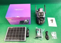 Caméra de sécurité solaire à double objectif avec détection de mouvement PIR+Radar HD, vision nocturne, protection contre la pluie en métal, pour extérieur