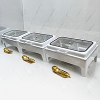 Chauffe-Plats de Luxe Nouveauté pour Restaurants, Grands Réchauds en Verre, Ensemble Buffet, Chauffe-Plats 9L, Plats de Service Blancs pour la Restauration