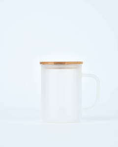 Vente en gros de gobelets en verre transparent/givré de 15 oz avec poignée et couvercle en bambou pour sublimation - Product Image 3