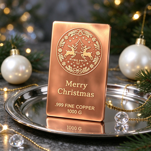Nouvelle conception, plaque de Noël en cuivre pur à 99,9 % de 1 kg avec motif de renne et d'arbre gravé au laser - Product Image 5