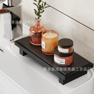 Wooden <b>Storage</b> <b>Tray</b> Rectangle Varnished Multifunction Bathroom Organizer Display Rack - Product Image 2
