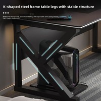 Bureau d'ordinateur en bois pour jeux e-sport, études et usage professionnel, avec surface en verre et fibre de carbone, design élargi