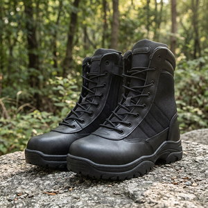 DSF40 Black PU Leather Tactical <b>Boots</b> Waterproof Outdoor All Seasons <b>Hiking</b> <b>Boot</b> - Product Image 2