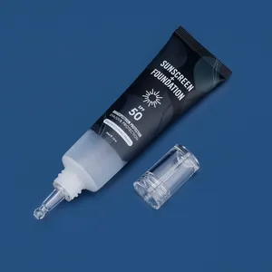 Imballaggio cosmetico personalizzato 30ml applicatore contagocce morbido vuoto tubo di compressione trasparente per la cura della pelle del viso, tubo cosmetico a punta