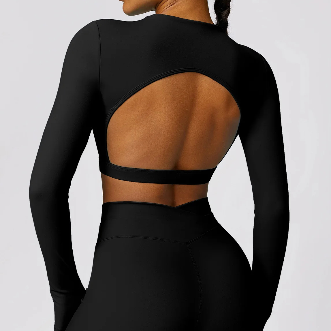 Fitness Two Pieces Yoga Set High Quality Yoga Short Drop Shipping Long Sleeve Yoga Top