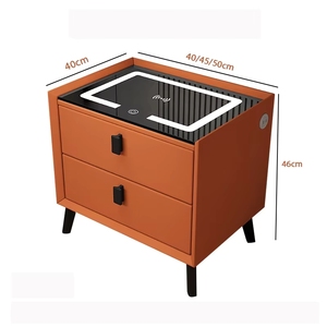 Mesa de Noche, Luz LED con Carga Inalámbrica, Puerto USB, Altavoz Bluetooth, Muebles para el Hogar, <span class=keywords><strong>Dormitorio</strong></span>, Mesita de Noche Moderna - Product Image 6