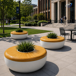 Banco Redondo de Fibra de Vidrio, Asiento Contemporáneo para Exteriores, Muebles de Jardín para Interiores, para Hotel, Centro Comercial, Jardín, Patio - Product Image 5