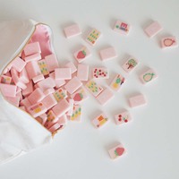 Pastelroze tropisch fruit Amerikaanse Mahjong-set Melkachtig roze gelei Acryl Aardbei Kers Ananas Banaan Patroon Laserprint