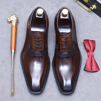 Chaussures richelieu en cuir Oxford pour hommes fabriqués à la main-Design élégant à lacets pour les affaires formelles et les tenues de soirée