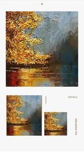 ภาพวาดด้วยมือศิลปะ3D พื้นผิวภาพวาดภูมิทัศน์ผ้าใบธรรมชาติภาพวาดทิวทัศน์ต้นไม้สีเหลืองกรอบภาพเขียนสีน้ำมัน - Product Image 2