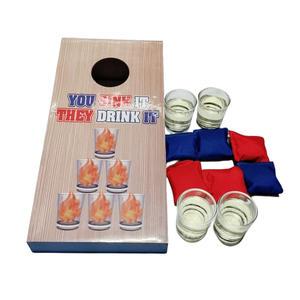 Набор для игры в корнхол FUKE: деревянный стол для игр в помещении, игра для вечеринок и питья, включает игровую доску, рюмки, мешочки с наполнителем. - Product Image 5