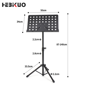 Pupitre de musique portable noir HEBIKUO P-06, réglable en hauteur, détachable, pupitre de musique professionnel pour les performances - Product Image 2