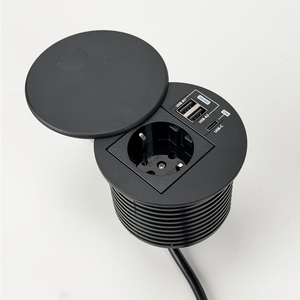 เต้ารับแบบฝังโต๊ะทรงกลม EU Schuko ขนาด 80 มม. พร้อมพอร์ต USB-C PD 65W และพอร์ต USB-A 2 พอร์ต พร้อมฝาครอบกันฝุ่น สำหรับใช้ในบ้าน สำนักงาน ข้างเตียง โต๊ะทำงานแบบยืน  OEM - Product Image 1