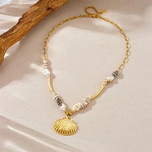 Stainless Steel <b>Seashell</b> Pendant Clavicle Chain <b>Necklace</b> For Women Party Fashion Jewelry Conch Themed Pendants - Product Image 3