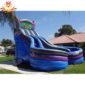 Pvc ikiz düşer çift şeritli tirbuşon su kaydırağı su Park kaydırağı Combo kaymak yaşam dolu kale şişme havuz kaydırağı su kaydırağı - Product Image 4