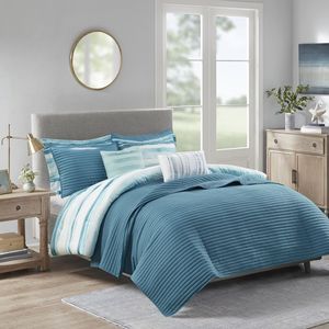 DB Floral Solid Pattern 8-Piece Printed Seersucker <b>Comforter</b> Quilt <b>Set</b> King Size Woven Cotton Silk Filling for Home Wedding Use - Product Image 3