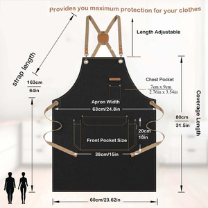 Tabliers de cuisine personnalisés en toile noire pour femmes et hommes, pour chefs, grillades, restaurants, bars, boutiques, cafés, salons de beauté et de manucure, uniformes - Product Image 2