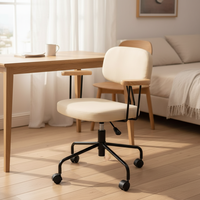 Chaise de bureau ergonomique pivotante à 360 degrés, rembourrée en PU, réglable en hauteur, avec structure en bois et métal, pour la maison et le bureau