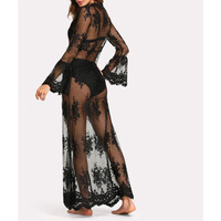 Chemises de nuit pour femmes, transparentes, en dentelle jacquard, en maille, vêtements de nuit