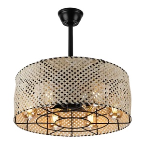 18.5-inch bamboo <b>ceiling</b> fan <b>light</b>: modern, <b>remote</b>-<b>controlled</b>, rattan, dimmable <b>ceiling</b> fan for bedrooms and living rooms - Product Image 1