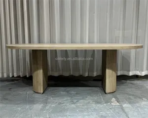 Ferly厂家直销现代家具矩形餐桌组合实心白橡木柱矩形餐桌