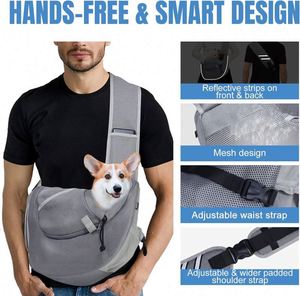 Échantillon Gratuit : Sac de Transport pour Chien, Petit Sac à Bandoulière pour Animaux de Compagnie, pour Chiens et Chats de Petite Taille, Voyage Mains Libres, Sac à Main pour Chiots, Sac en Maille, Gris Mignon - Product Image 3