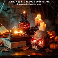 Bougie chandelier citrouille-tête de morte pour Halloween, Ornement chandelier citrouille-livre lumineux, Décoration pour maison hantée et pièce secrète