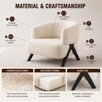 Fauteuil simple ergonomique en tissu, fait main, style moderne français, pour salon, espace de repos, balcon, maison d'hôtes, design artistique et tendance