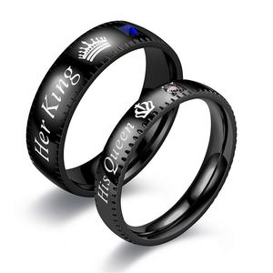 Bagues en Acier Titane Saphir pour Lui et Elle, Bagues de Couple en Acier Inoxydable avec Diamants pour Hommes et Femmes, Bagues de Mariage Inoxydables, Bijoux de Mariage - Product Image 1