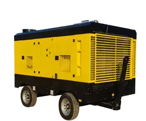Compressor de ar de parafuso portátil para motor diesel, fornecimento de fábrica, para perfuração de 650-1800 Cfm 250 ~ 522 psi