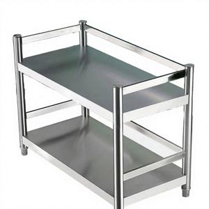 מדף אחסון נירוסטה כסוף, עומד על הרצפה, רב-שכבתי, לאחסון במטבח, סוג סיר, עם גדר, לארון מיקרוגל - Product Image 6