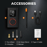 Handheld Metal Tire Inflator with Tire Pressure Monitor 150PSI Rechargeable Air Pump Featuring LED Light and USB-C Charging