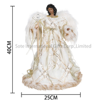 Nouvel ange de Noël 2026 de 40 cm avec sceptre, sommet de sapin de Noël, ange afro-américain, décoration pour la maison et les fêtes
